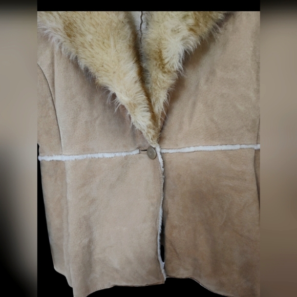 Vintage Cozy NY & Co Classic Leather & Faux Fur Jacket, XL - Picture 2 of 5